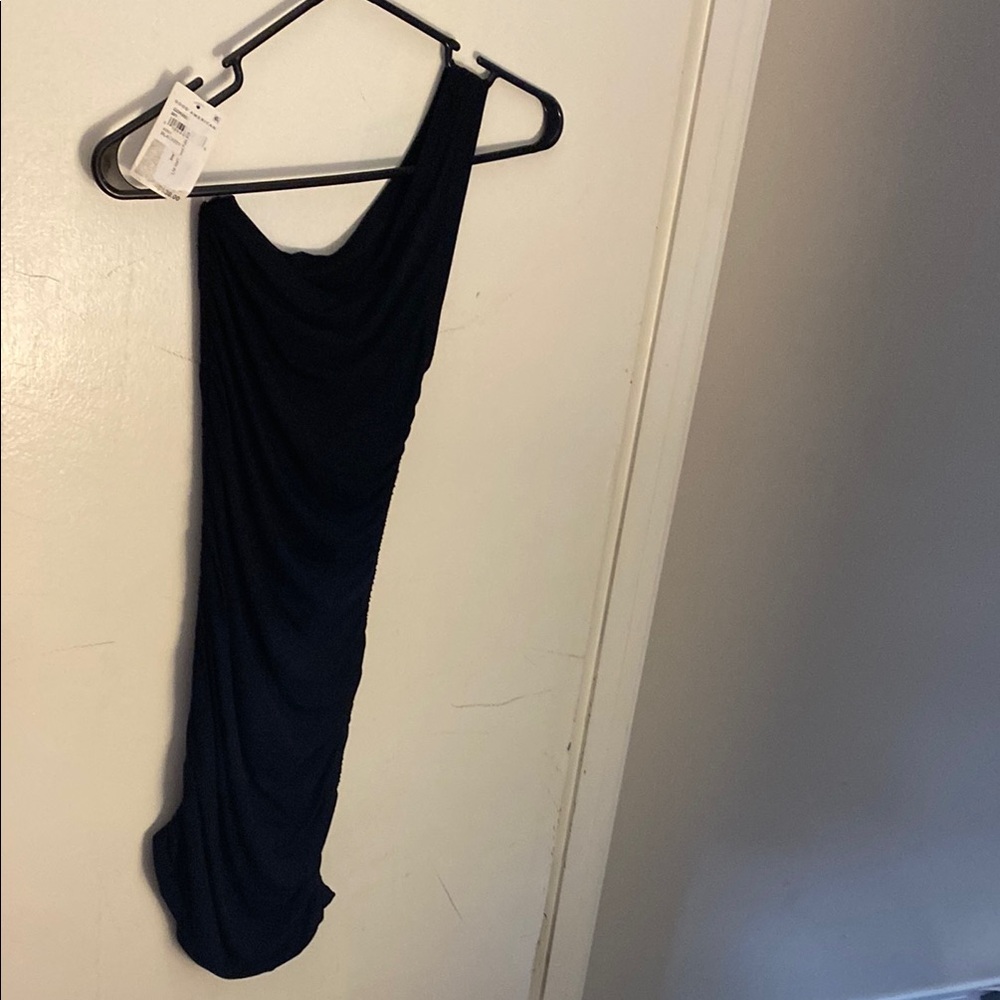 Black OneShoulder Dress NWT sz 1= sm good American adjustable length retail 130